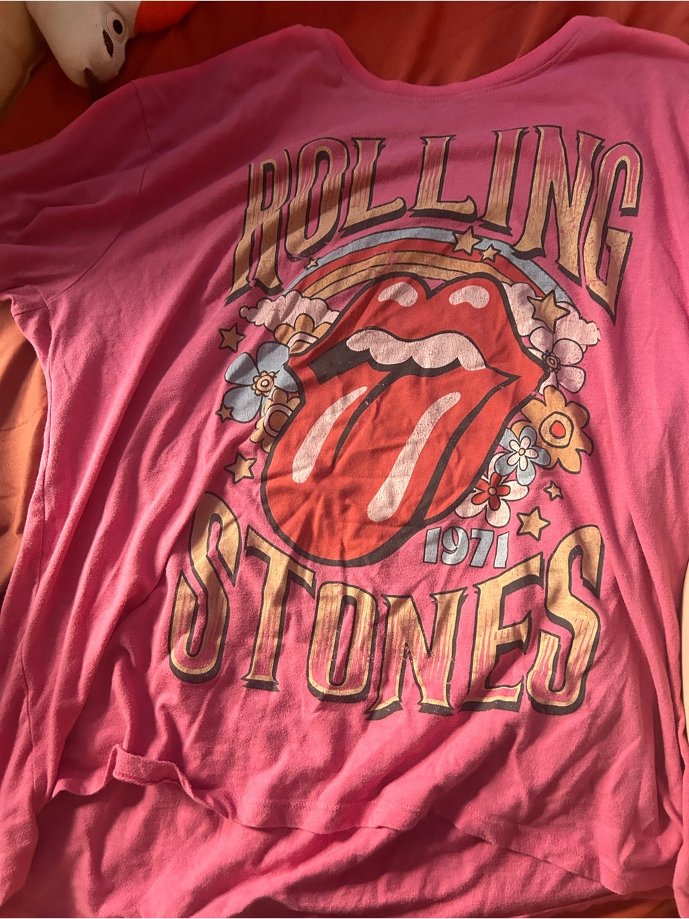 the Rolling Stones Pink Graphic Tongue Logo Tee